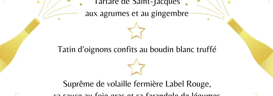 MENU DU REVEILLON DE LA ST SYLVESTRE DU 31/12/2025